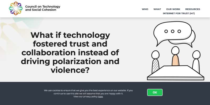 council on tech and social cohesion website screenshot