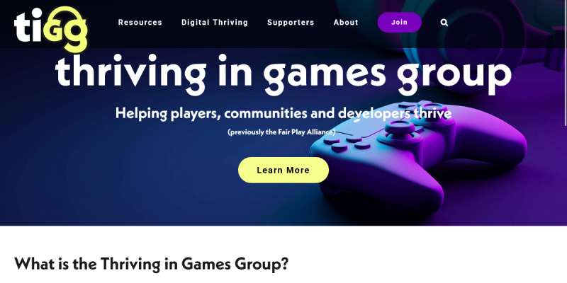 Thriving in Games Group website screenshot