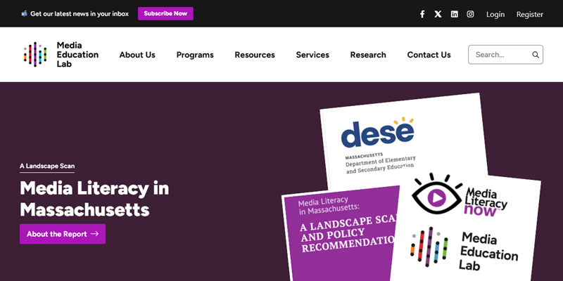 Media Education Lab website screenshot