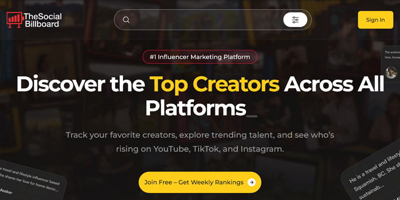 The Social Billboard website screenshot